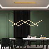 Modern Linear LED Chandelier Adjustable 3 Step Dimming Island Hanging Lamp for Bar and Dining Area