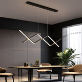 Modern Linear LED Chandelier Adjustable 3 Step Dimming Island Hanging Lamp for Bar and Dining Area