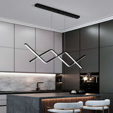 Modern Linear LED Chandelier Adjustable 3 Step Dimming Island Hanging Lamp for Bar and Dining Area