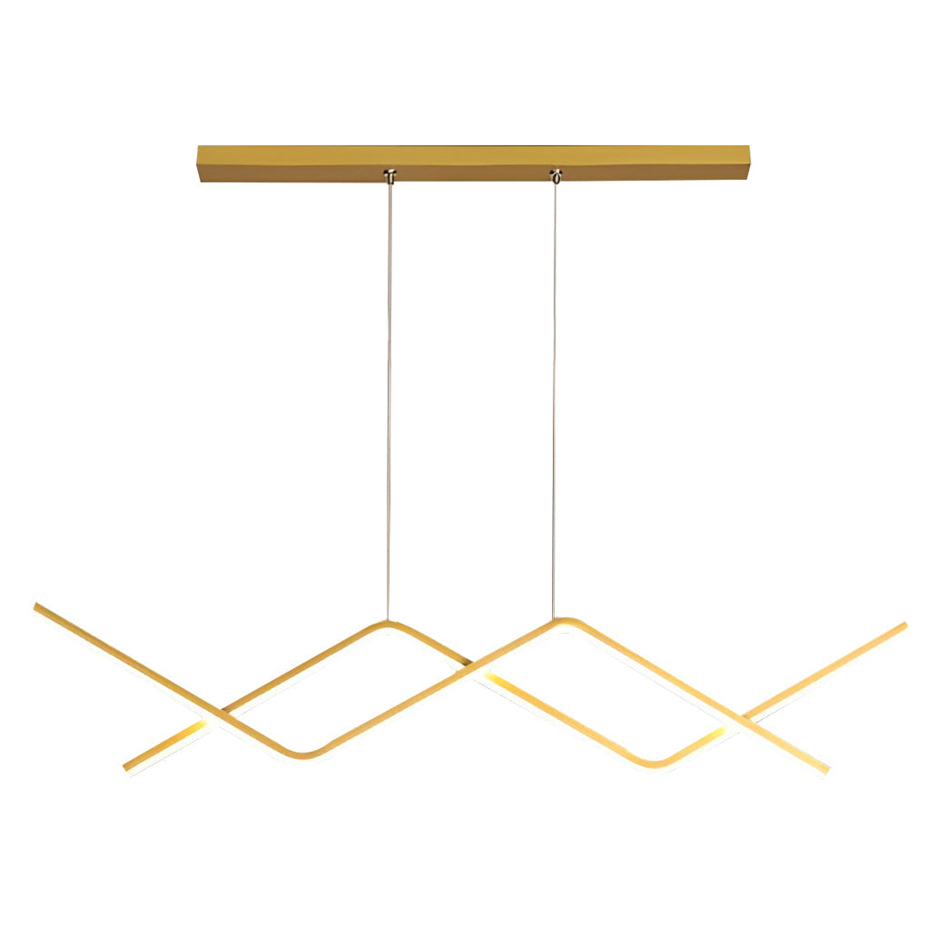 Modern Linear LED Chandelier Adjustable 3 Step Dimming Island Hanging Lamp for Bar and Dining Area