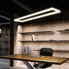 Modern Linear LED Chandelier Rectangular Black Aluminum Pendant Light for Dining Room
