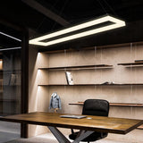 Modern Linear LED Chandelier Rectangular Black Aluminum Pendant Light for Dining Room