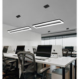 Modern Linear LED Chandelier Rectangular Black Aluminum Pendant Light for Dining Room