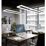 Modern Linear LED Chandelier Rectangular Black Aluminum Pendant Light for Dining Room