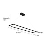 Modern Linear LED Chandelier Rectangular Black Aluminum Pendant Light for Dining Room