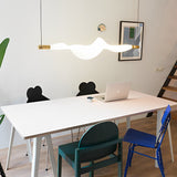 Modern Linear LED Dining Room Chandelier Electroplated Aluminum Strip Pendant Light