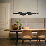Modern Linear LED Dining Room Chandelier Electroplated Aluminum Strip Pendant Light