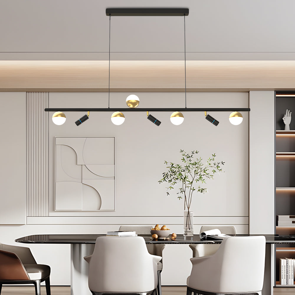 Modern Linear LED Dining Room Chandelier Nordic Strip Pendant Light with Three Color Dimming