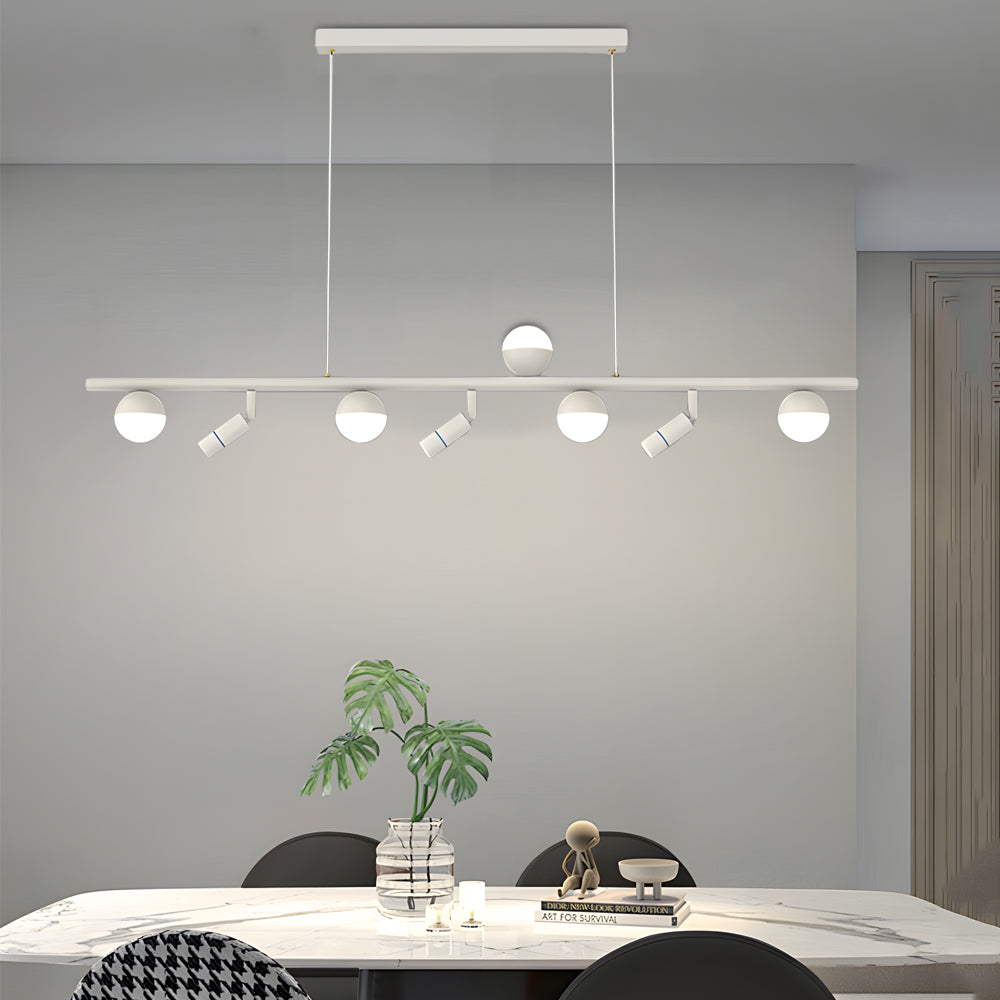 Modern Linear LED Dining Room Chandelier Nordic Strip Pendant Light with Three Color Dimming
