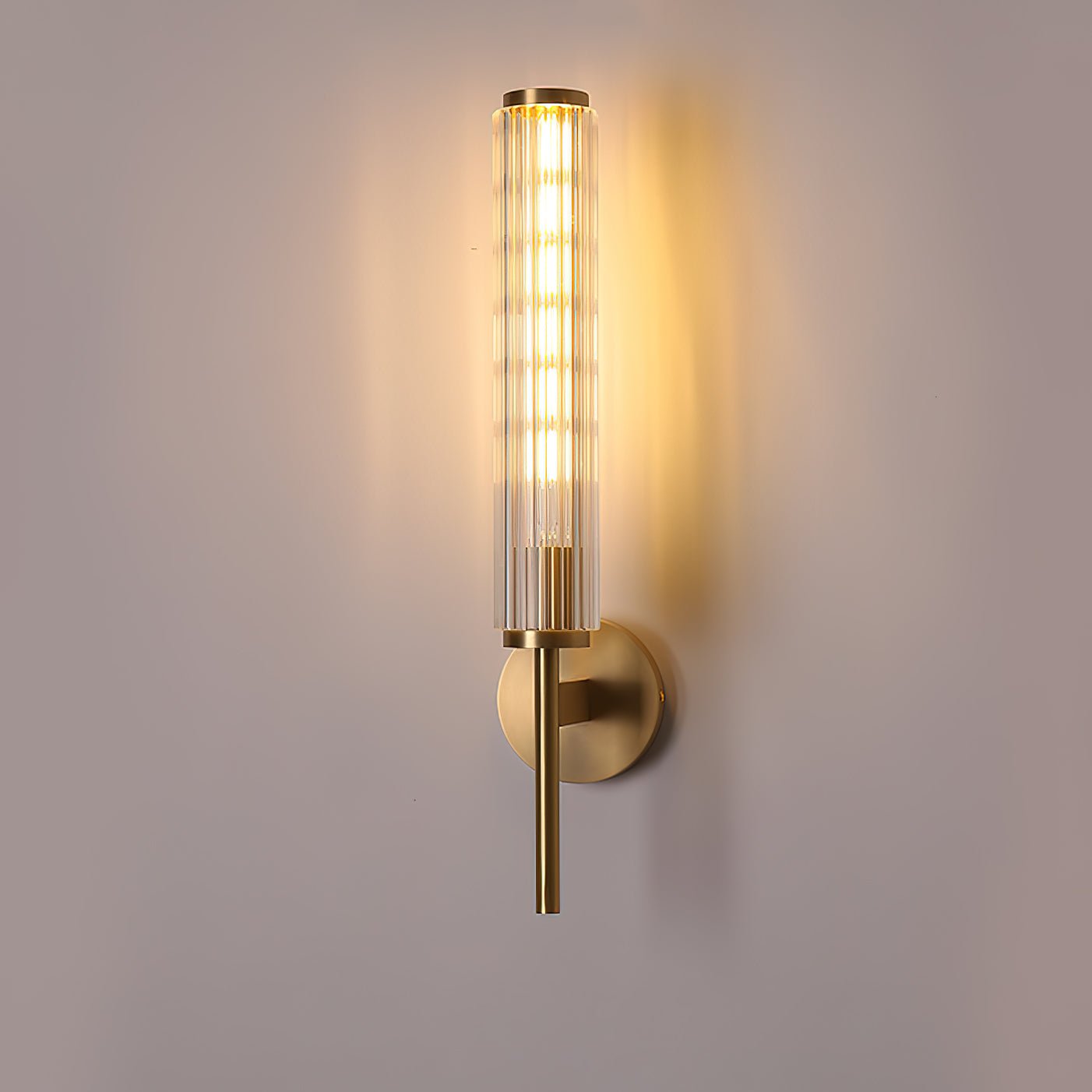 Modern Linear LED Glass Wall Sconce Brass and Black Finish Vanity Light for Indoor Spaces