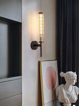 Modern Linear LED Glass Wall Sconce Brass and Black Finish Vanity Light for Indoor Spaces