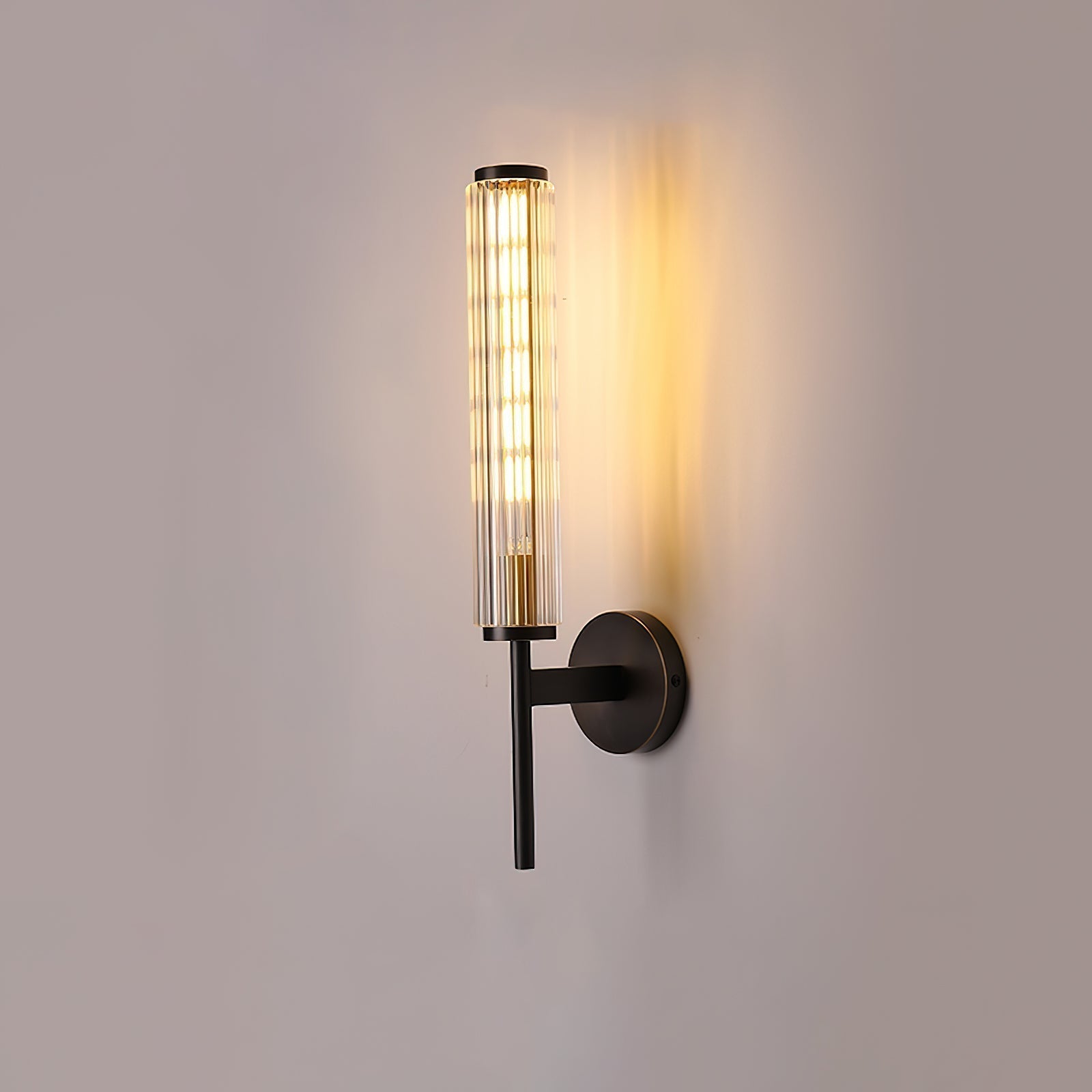 Modern Linear LED Glass Wall Sconce Brass and Black Finish Vanity Light for Indoor Spaces