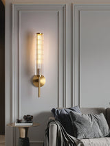 Modern Linear LED Glass Wall Sconce Brass and Black Finish Vanity Light for Indoor Spaces