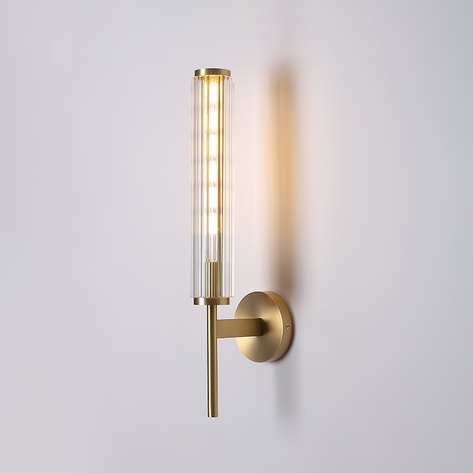 Modern Linear LED Glass Wall Sconce Brass and Black Finish Vanity Light for Indoor Spaces