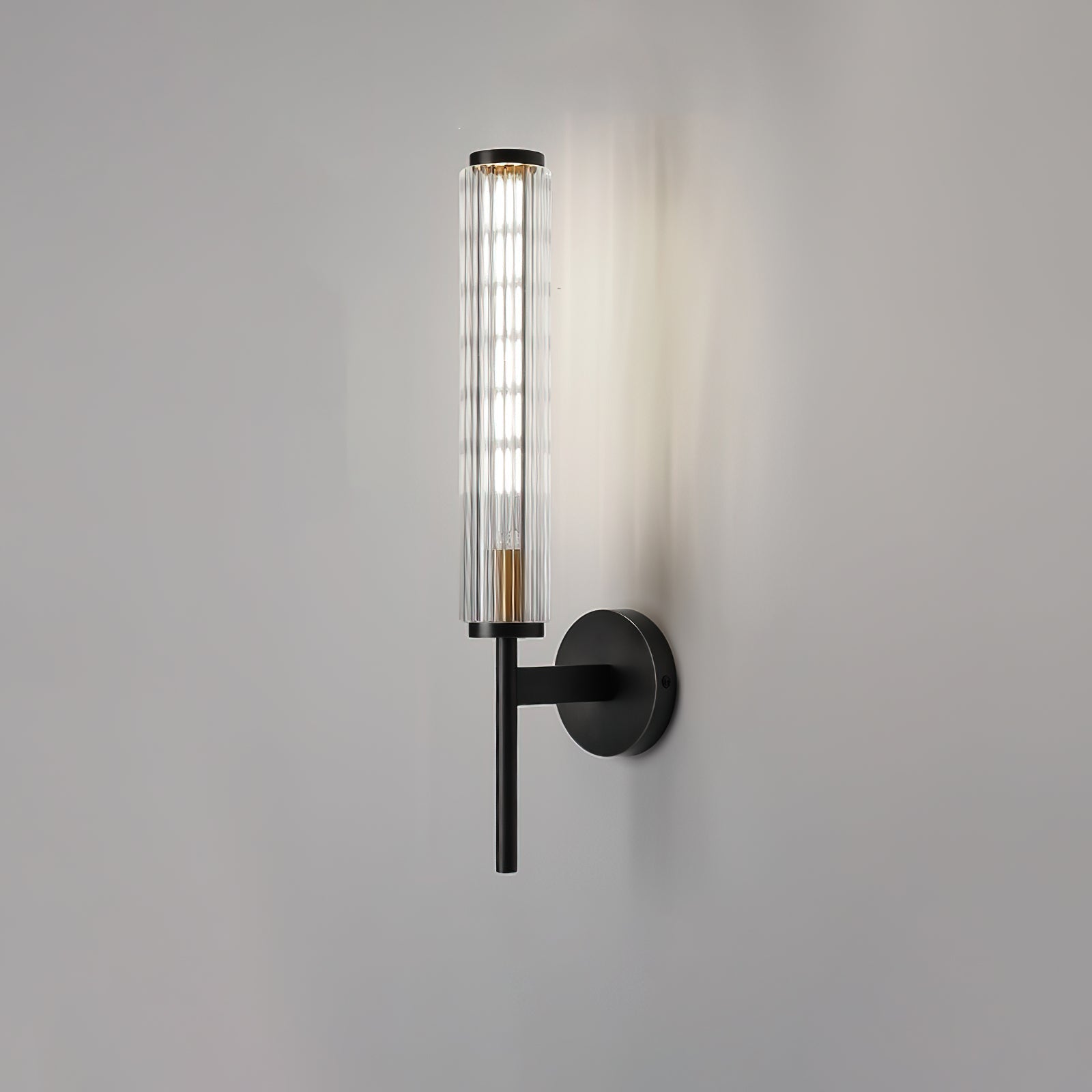 Modern Linear LED Glass Wall Sconce Brass and Black Finish Vanity Light for Indoor Spaces