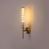 Modern Linear LED Glass Wall Sconce Brass and Black Finish Vanity Light for Indoor Spaces