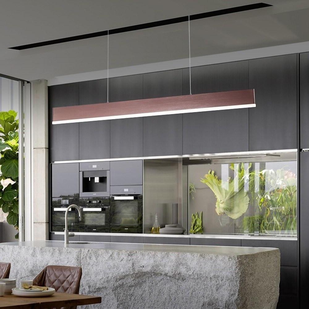 Modern Linear LED Pendant Light Aluminum Minimalist Hanging Fixture for Kitchen Island and Dining Room
