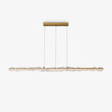 Modern Linear LED Pendant Light Brass and Glass Minimalist Chandelier Lighting