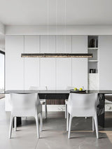Modern Linear LED Pendant Light Brass and Glass Minimalist Chandelier Lighting