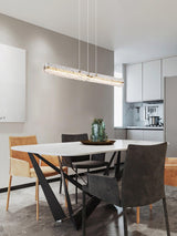 Modern Linear LED Pendant Light Brass and Glass Minimalist Chandelier Lighting