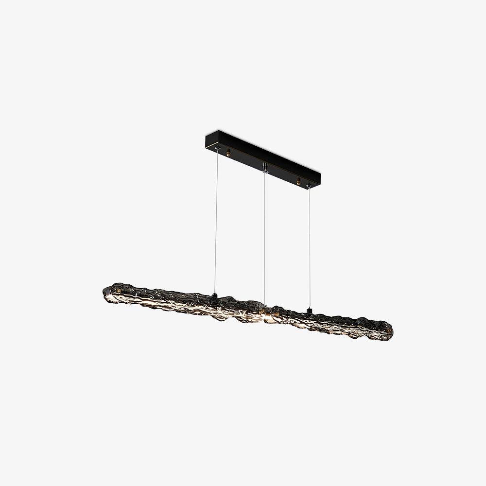 Modern Linear LED Pendant Light Brass and Glass Minimalist Chandelier Lighting