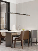 Modern Linear LED Pendant Light Brass and Glass Minimalist Chandelier Lighting