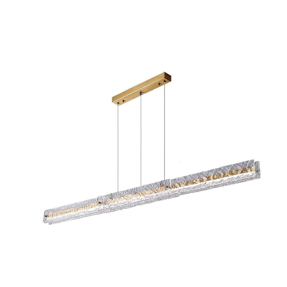 Modern Linear LED Pendant Light Brass and Glass Minimalist Chandelier Lighting