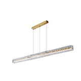 Modern Linear LED Pendant Light Brass and Glass Minimalist Chandelier Lighting