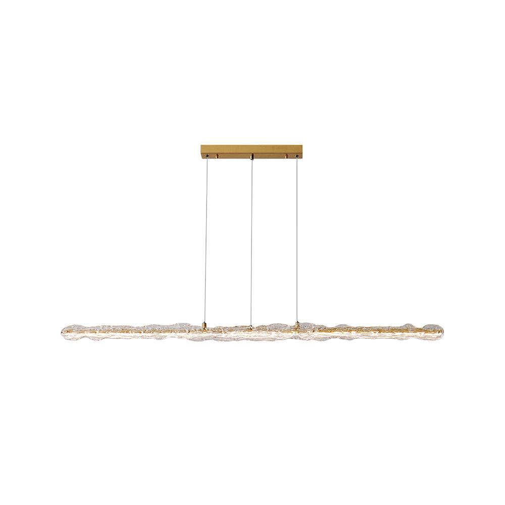 Modern Linear LED Pendant Light Brass and Glass Minimalist Chandelier Lighting