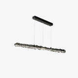 Modern Linear LED Pendant Light Brass and Glass Minimalist Chandelier Lighting
