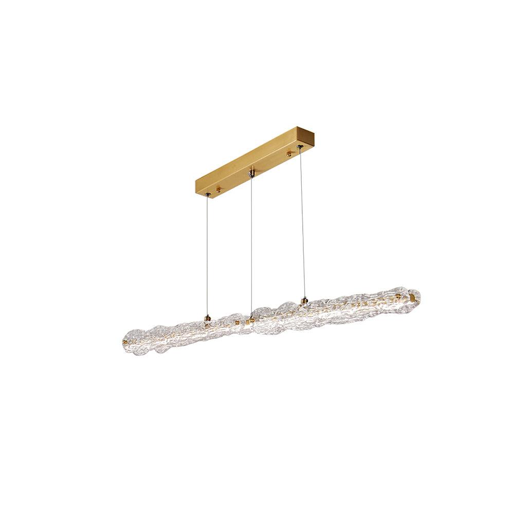 Modern Linear LED Pendant Light Brass and Glass Minimalist Chandelier Lighting
