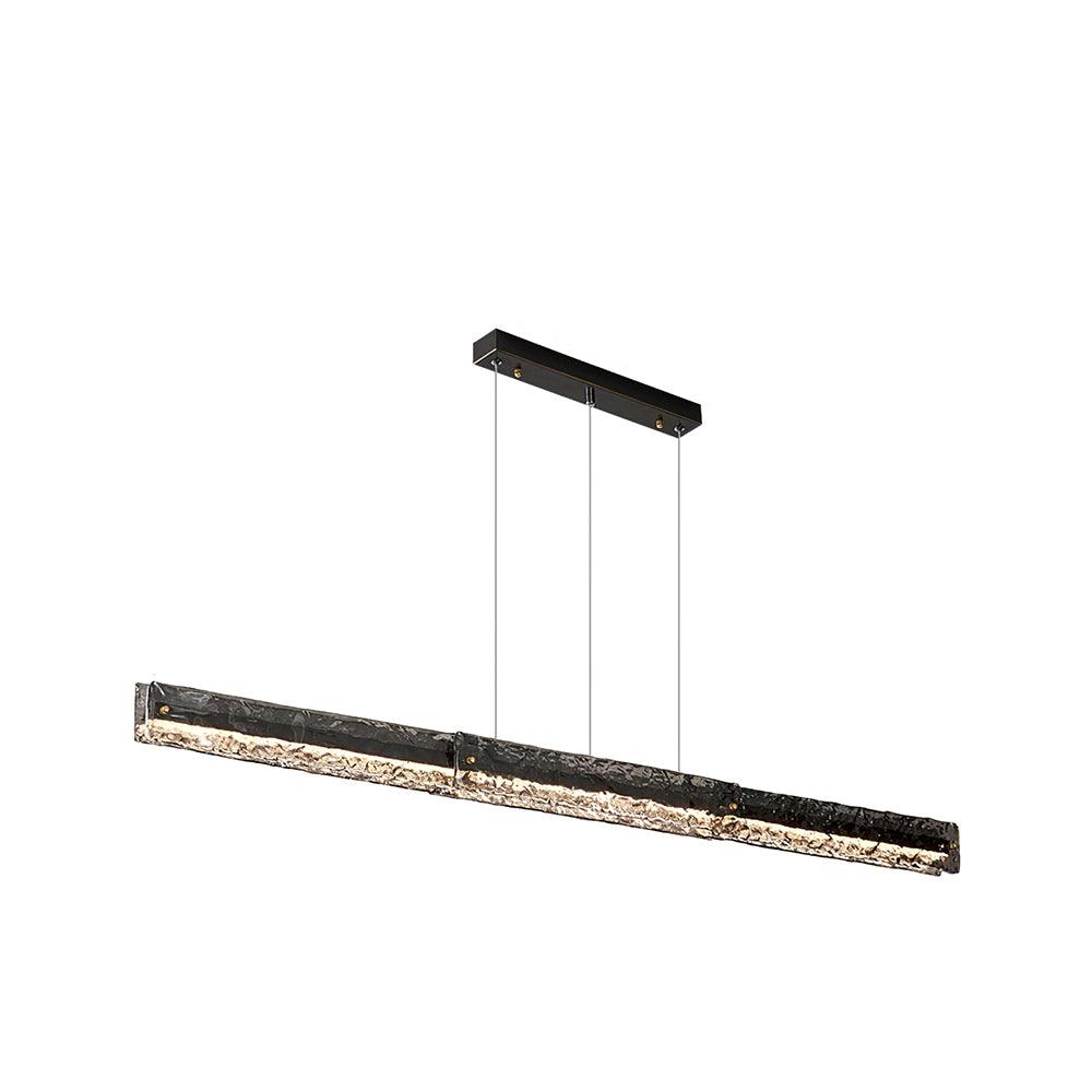 Modern Linear LED Pendant Light Brass and Glass Minimalist Chandelier Lighting