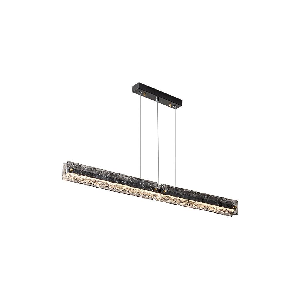 Modern Linear LED Pendant Light Brass and Glass Minimalist Chandelier Lighting