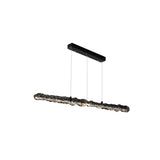 Modern Linear LED Pendant Light Brass and Glass Minimalist Chandelier Lighting