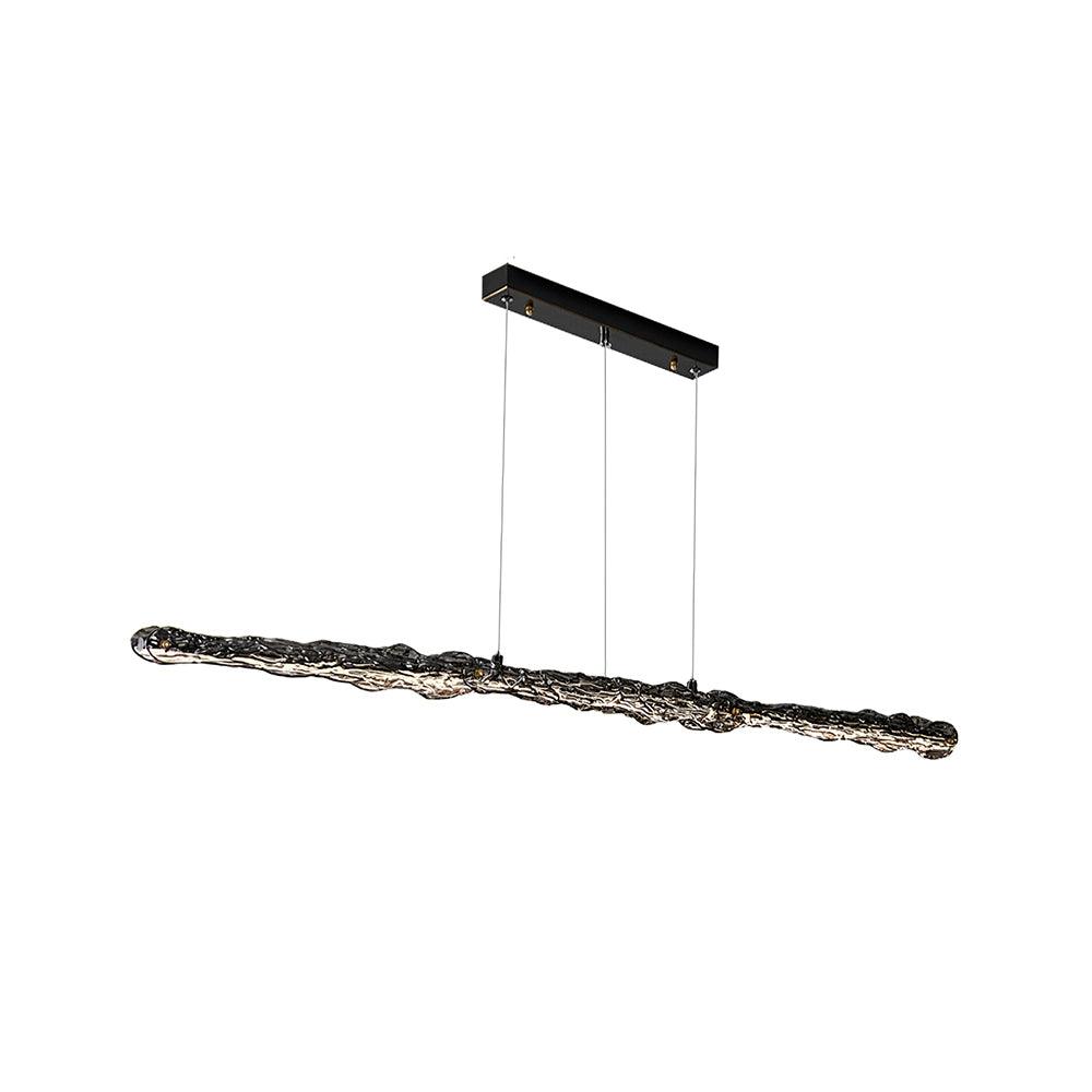 Modern Linear LED Pendant Light Brass and Glass Minimalist Chandelier Lighting