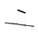 Modern Linear LED Pendant Light Brass and Glass Minimalist Chandelier Lighting