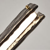 Modern Linear LED Pendant Light Brass and Glass Minimalist Chandelier Lighting