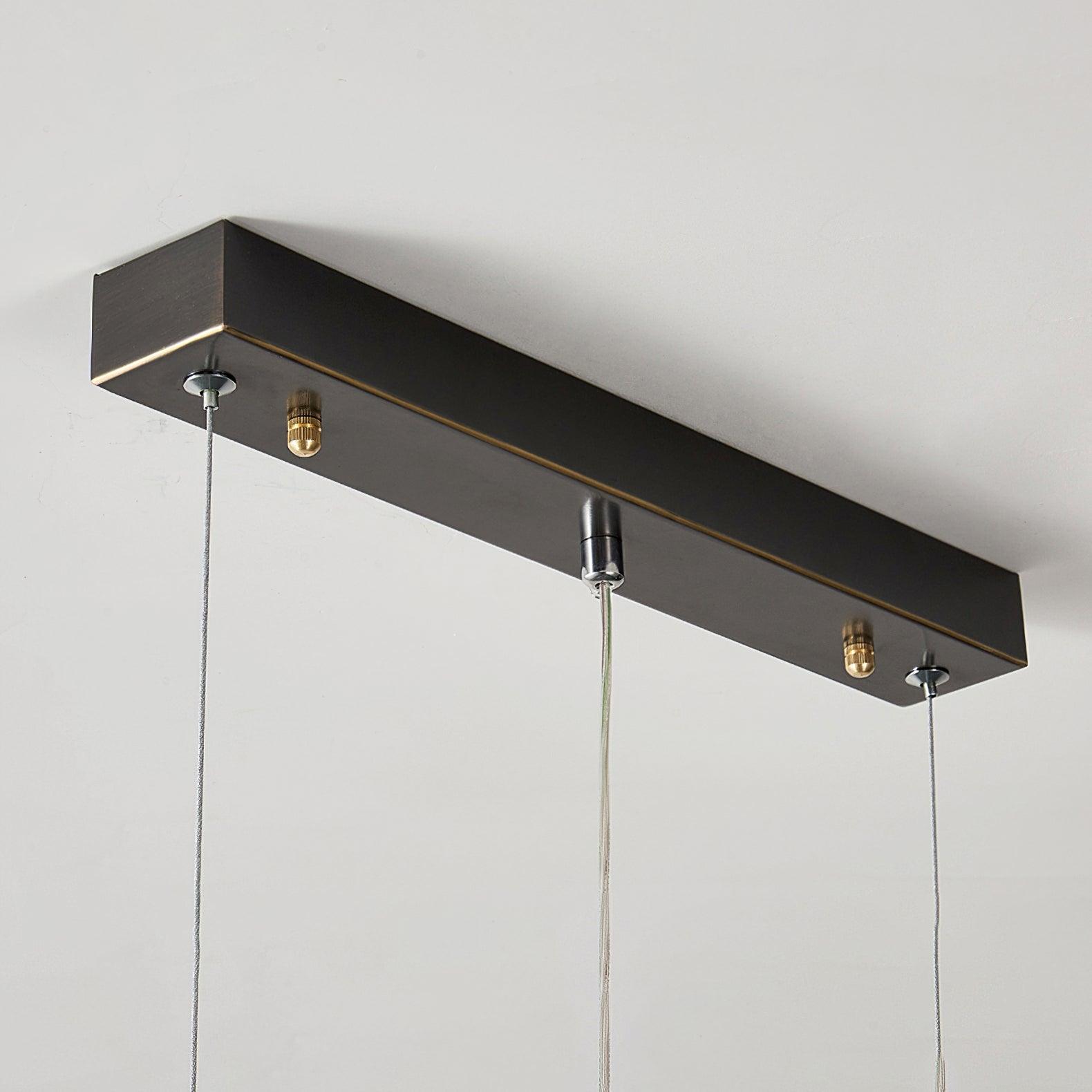 Modern Linear LED Pendant Light Brass and Glass Minimalist Chandelier Lighting