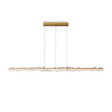 Modern Linear LED Pendant Light Brass and Glass Minimalist Chandelier Lighting
