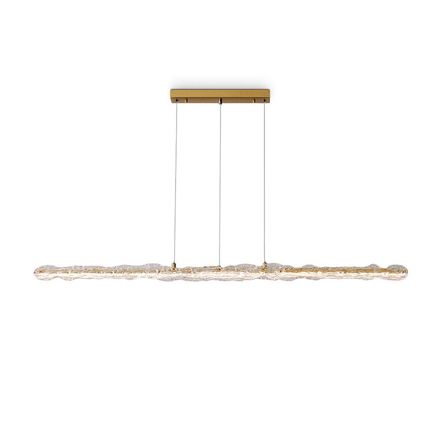 Modern Linear LED Pendant Light Brass and Glass Minimalist Chandelier Lighting