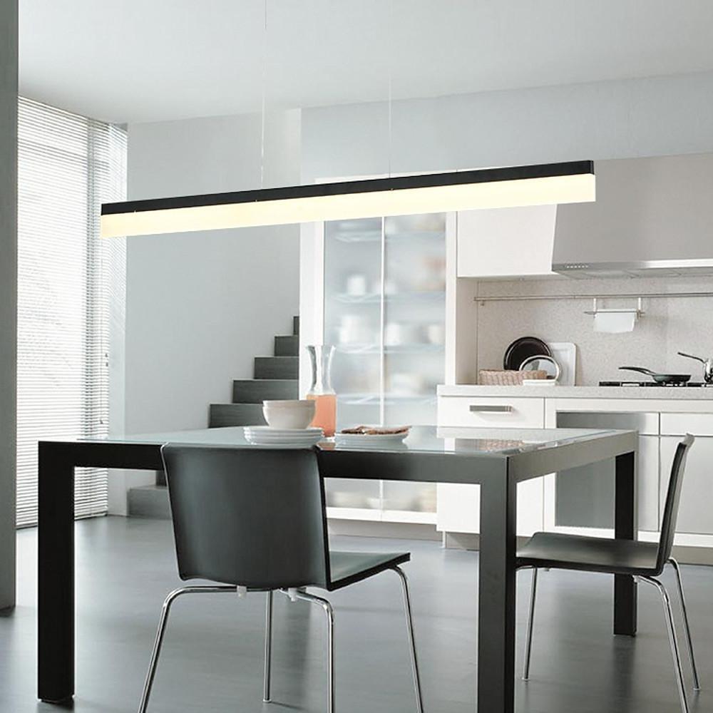 Modern Linear LED Pendant Light for Kitchen Island Aluminum Acrylic Hanging Lamp for Dining Room
