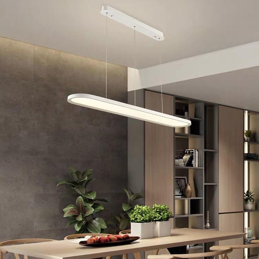 Modern Linear LED Pendant Light Minimalist Geometric Strip Chandelier for Dining Room
