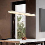 Modern Linear LED Pendant Light Minimalist Geometric Strip Chandelier for Dining Room