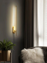 Modern Linear LED Plug In Wall Sconce Minimalist Slim Stick Lamp for Living Room