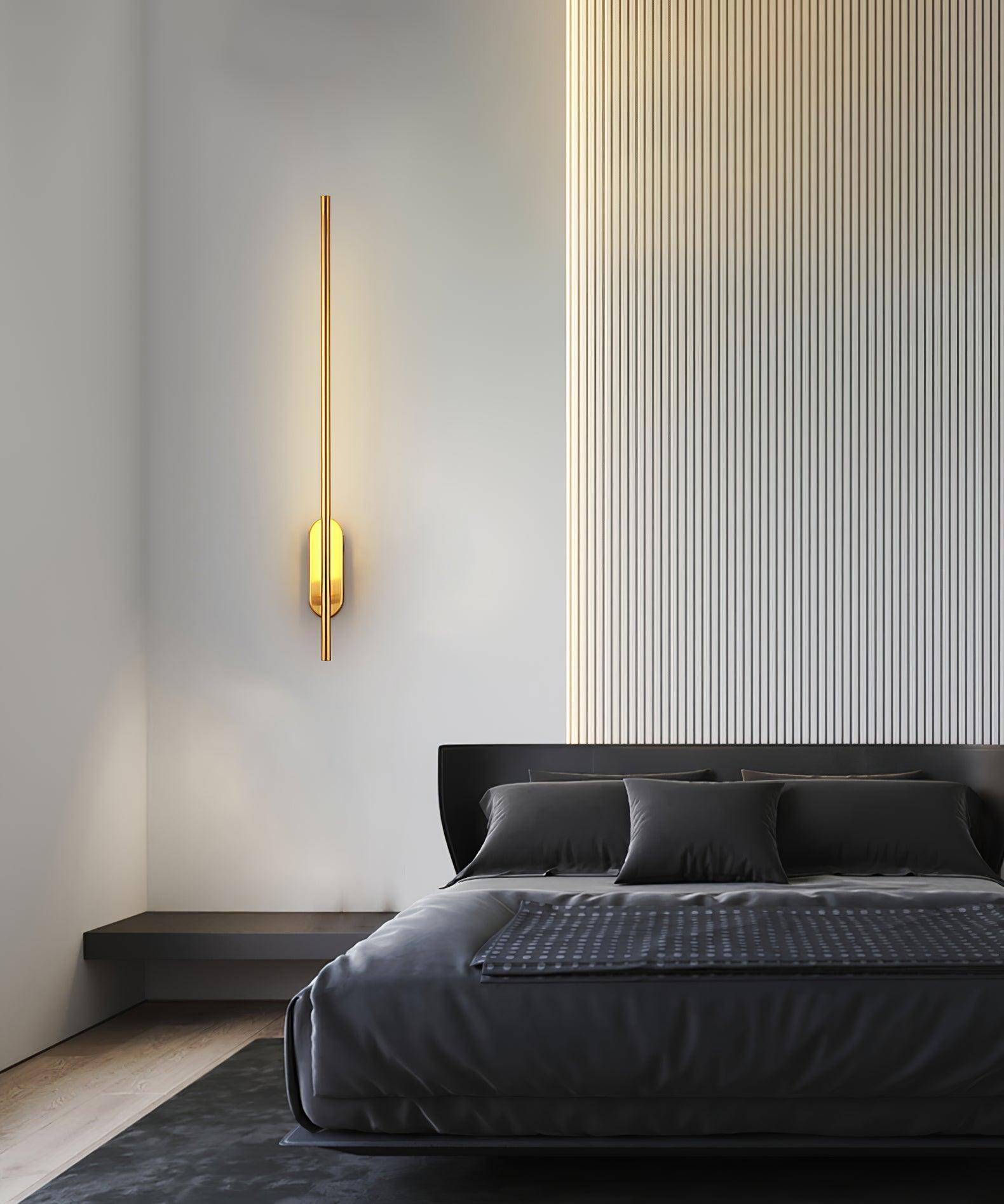 Modern Linear LED Plug In Wall Sconce Minimalist Slim Stick Lamp for Living Room