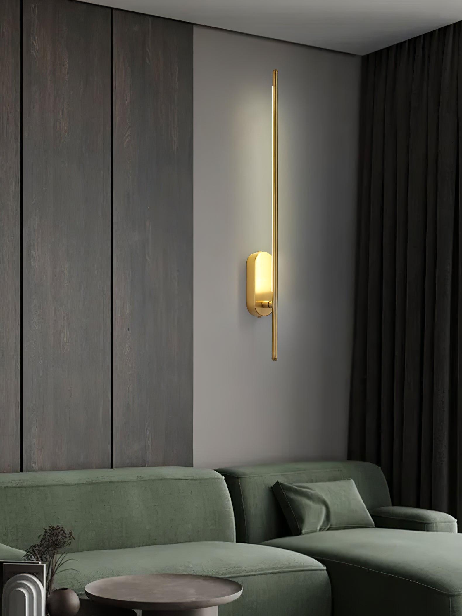 Modern Linear LED Plug In Wall Sconce Minimalist Slim Stick Lamp for Living Room