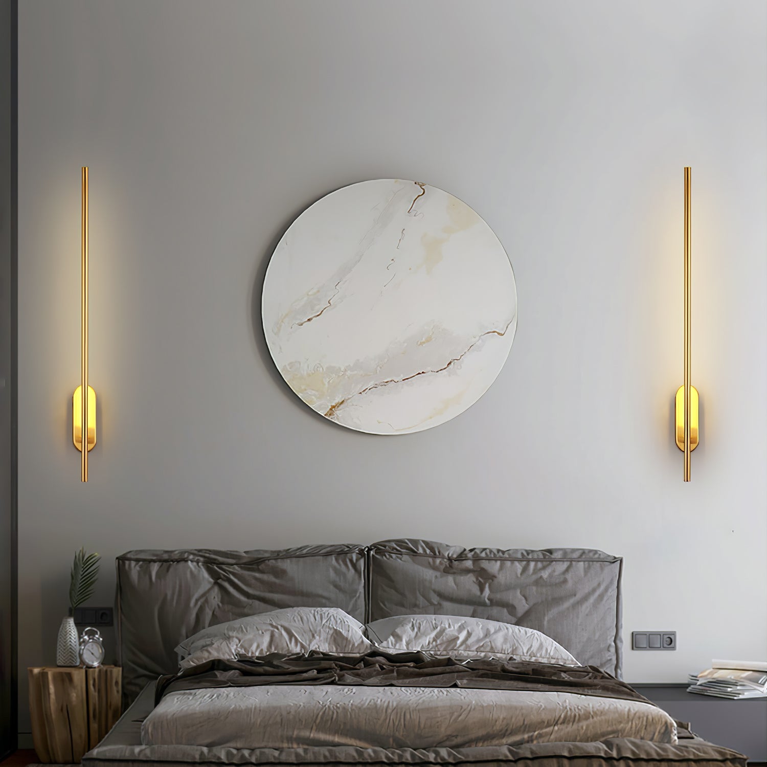 Modern Linear LED Plug In Wall Sconce Minimalist Slim Stick Lamp for Living Room