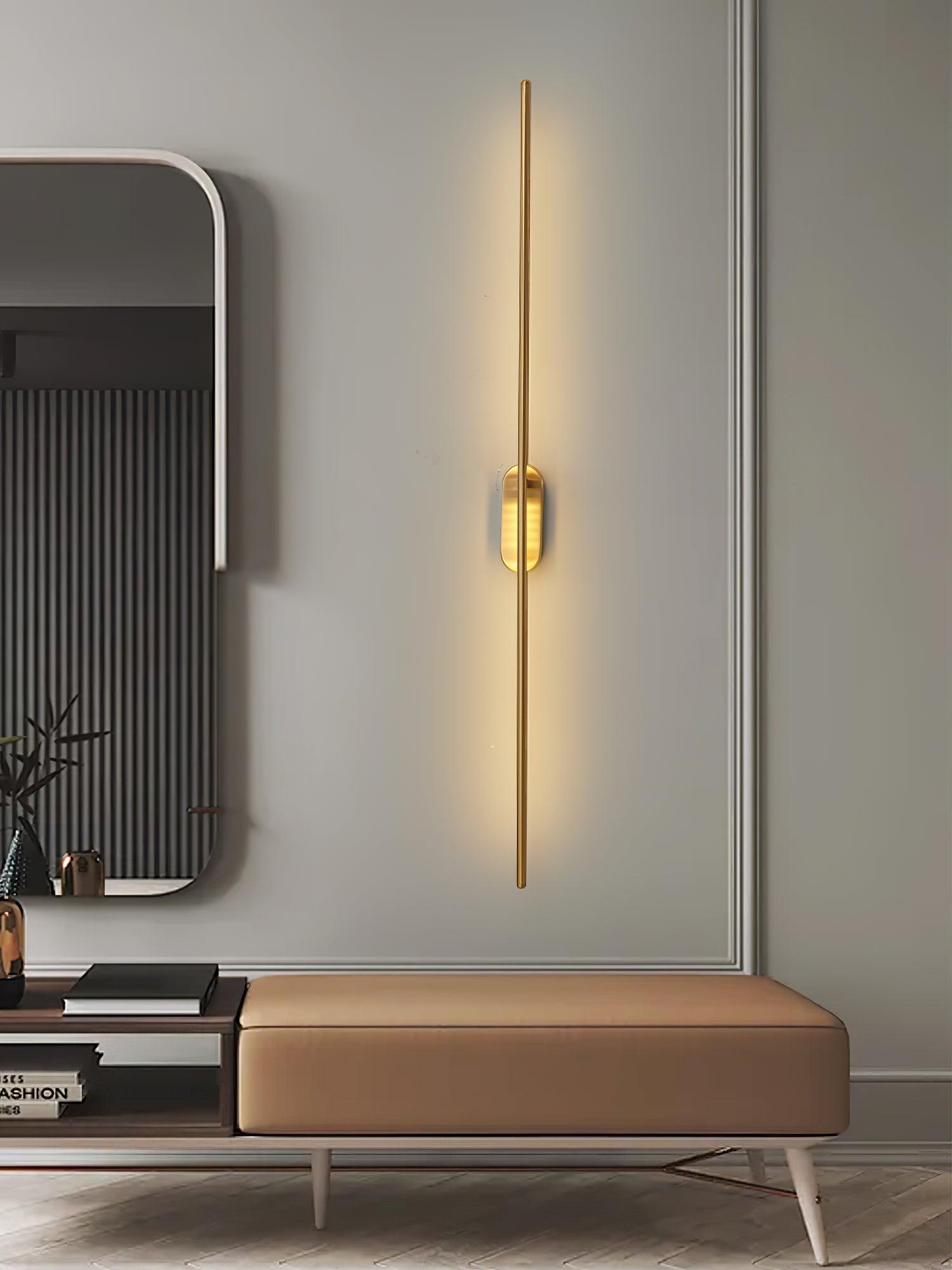Modern Linear LED Plug In Wall Sconce Minimalist Slim Stick Lamp for Living Room