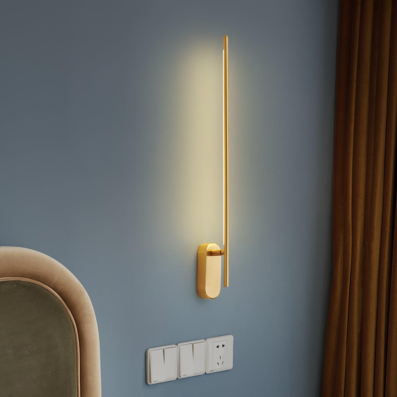 Modern Linear LED Plug In Wall Sconce Minimalist Slim Stick Lamp for Living Room