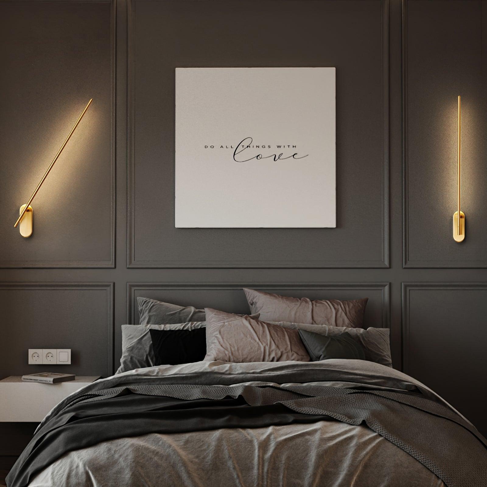 Modern Linear LED Plug In Wall Sconce Minimalist Slim Stick Lamp for Living Room